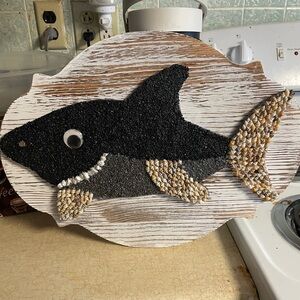 Shark Wall Art with Shell Accents